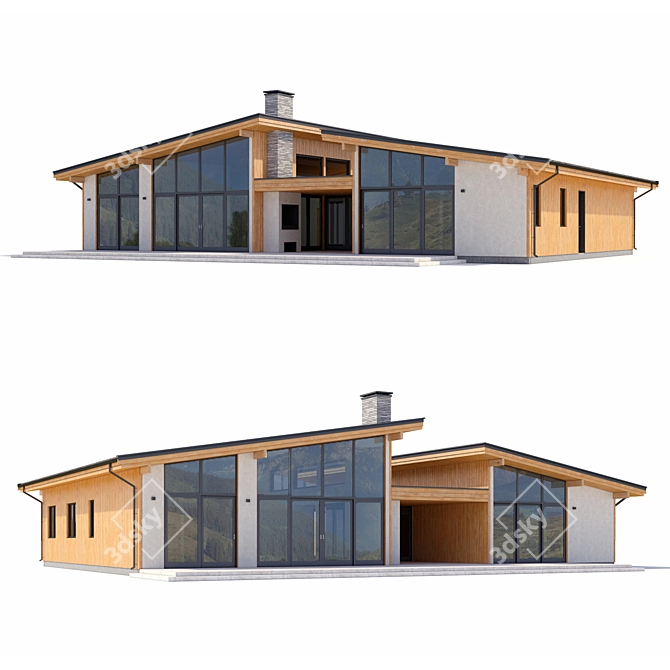 Modern High-Quality House Model 3D model image 1