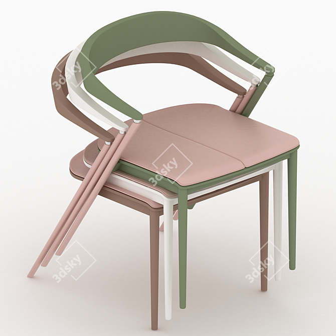 Pink Leather Accent Chair 3D model image 2