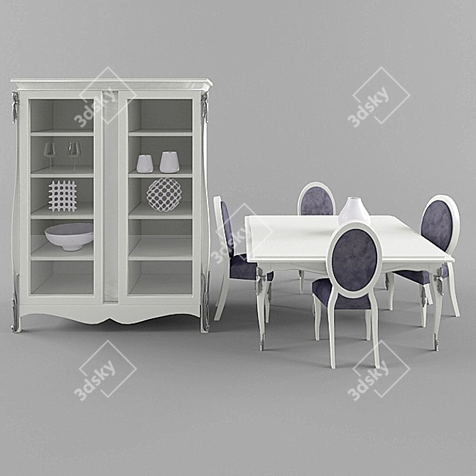 Elegant Charlotte Table and Chair Set 3D model image 1