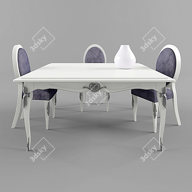 Elegant Charlotte Table and Chair Set 3D model image 2