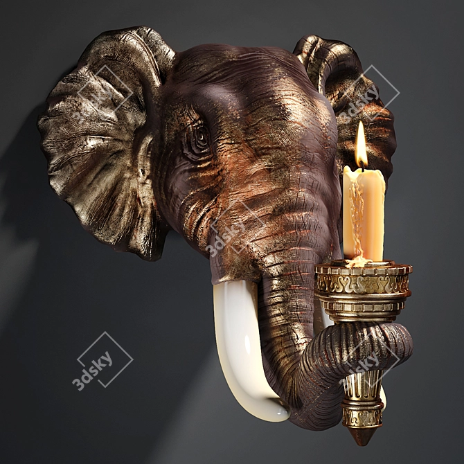 Elegant Elephant Wall Sconce 3D model image 1