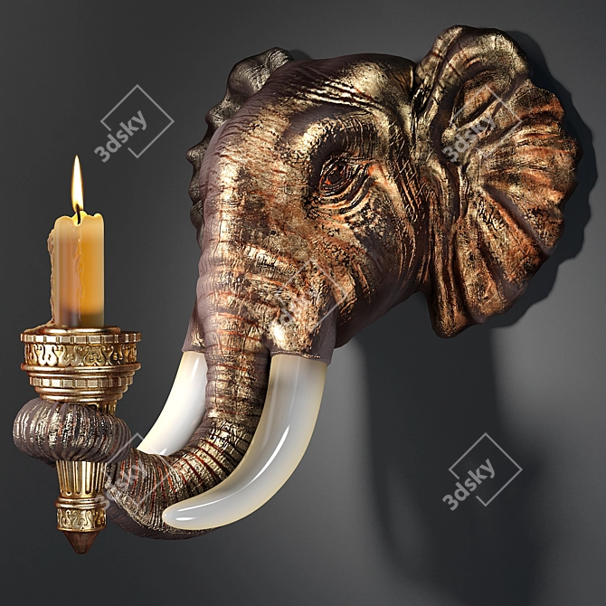 Elegant Elephant Wall Sconce 3D model image 2