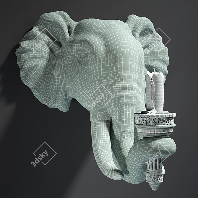 Elegant Elephant Wall Sconce 3D model image 3