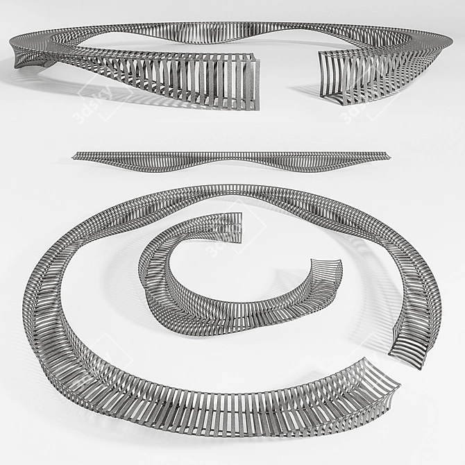 Sculptural Zipper Benches for NYC 3D model image 1