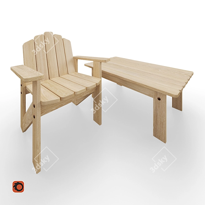 Modern Table Set 3D model image 1