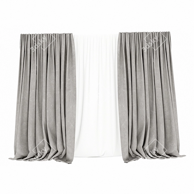 Elegant Window Drapes 3D model image 1