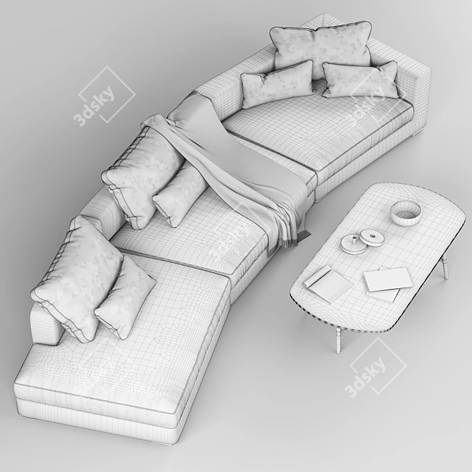 Cozy Long Island Modular Sofa 3D model image 3