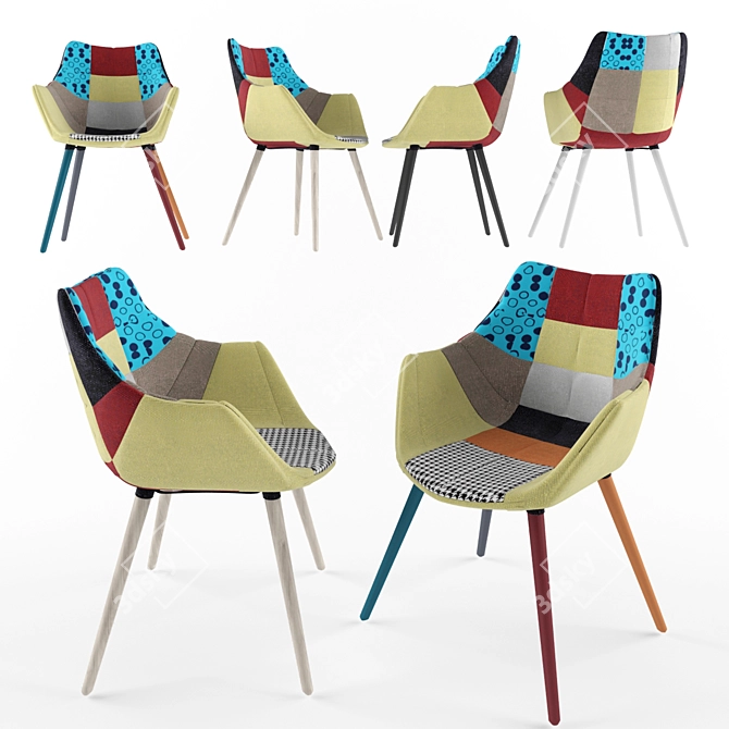 Zuiver Twelve Armchair: Patchwork Perfection! 3D model image 1