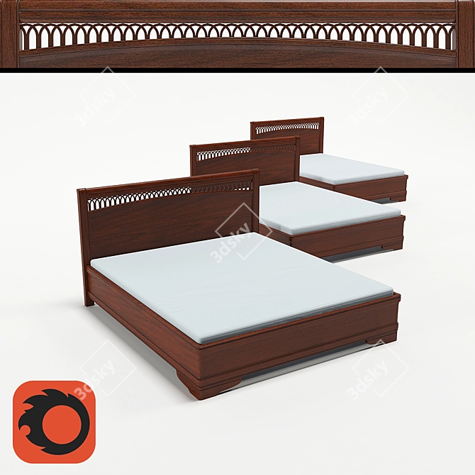 Elegant Torriani King Bed 3D model image 1