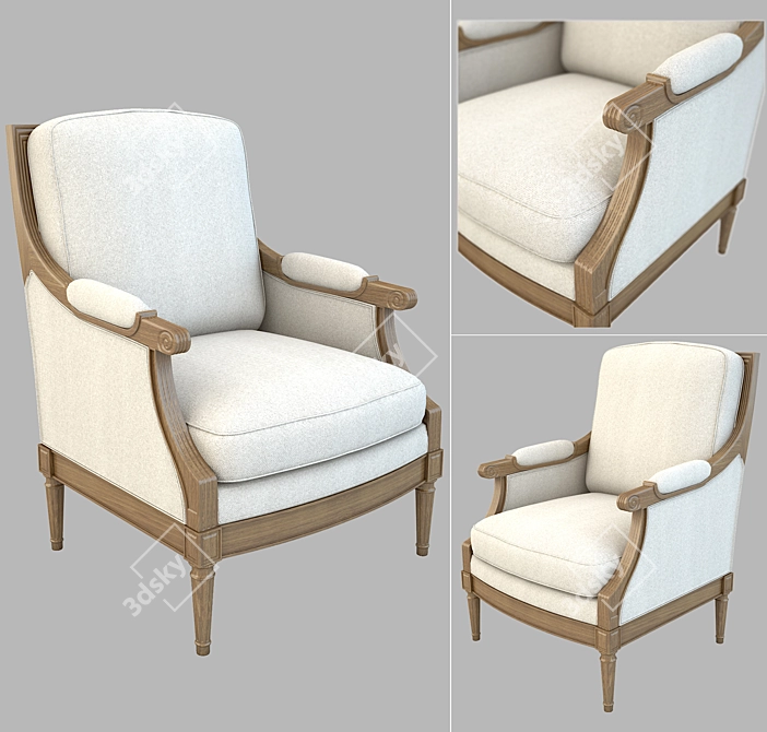 Antique Louis XVI Bergère Chair 3D model image 1