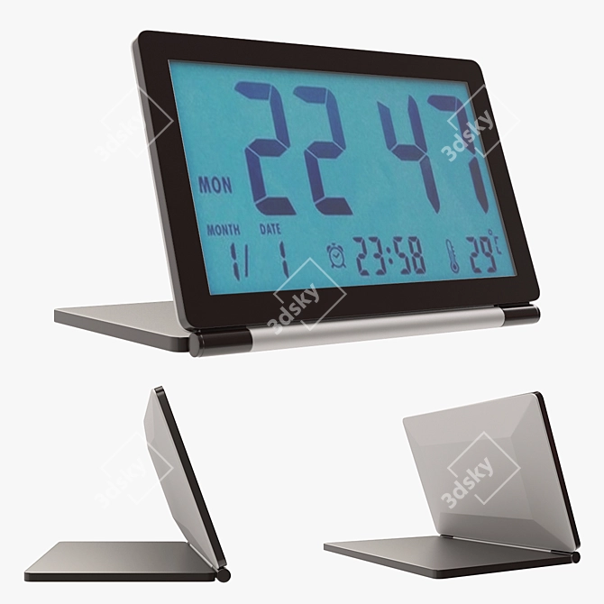 Folding LCD Travel Clock Desk 3D model image 1