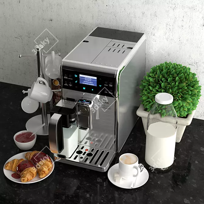 Sleek Coffee Machine & Mug Hanger 3D model image 3