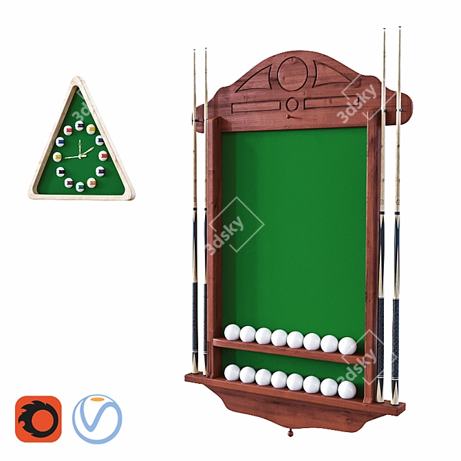 Elegant Billiard Clock with Ball-Shaped Dial 3D model image 1