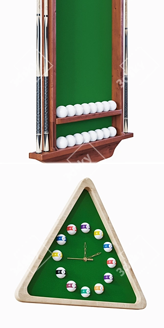 Elegant Billiard Clock with Ball-Shaped Dial 3D model image 2