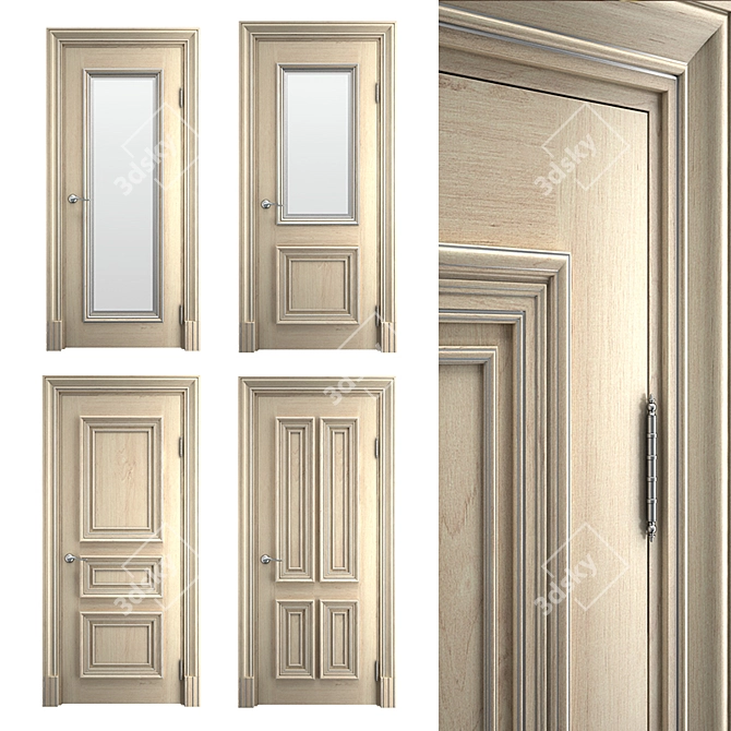 Elegant Palladio Solid Wood Door 3D model image 1