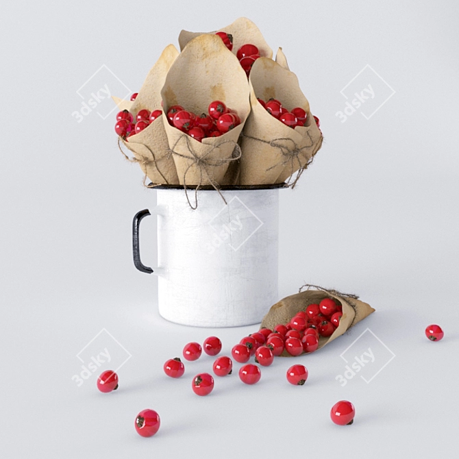 Vintage Mug with Currants 3D model image 1