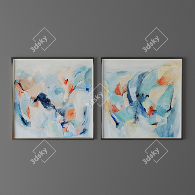 Vibrant Abstract Art Set 3D model image 1