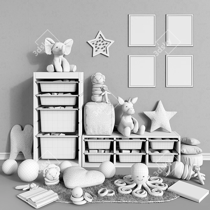 IKEA Toy Storage Set: Furniture, Decor & More 3D model image 3