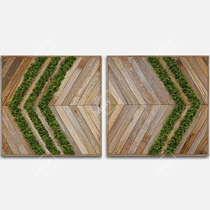 Natural Moss Wood Panel - H 600mm 3D model image 1