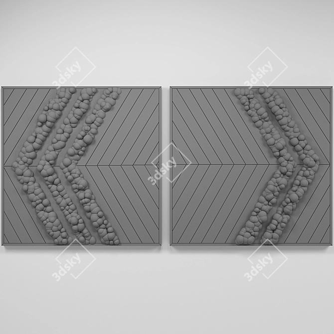 Natural Moss Wood Panel - H 600mm 3D model image 2