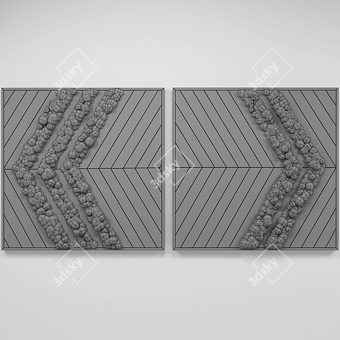 Natural Moss Wood Panel - H 600mm 3D model image 3