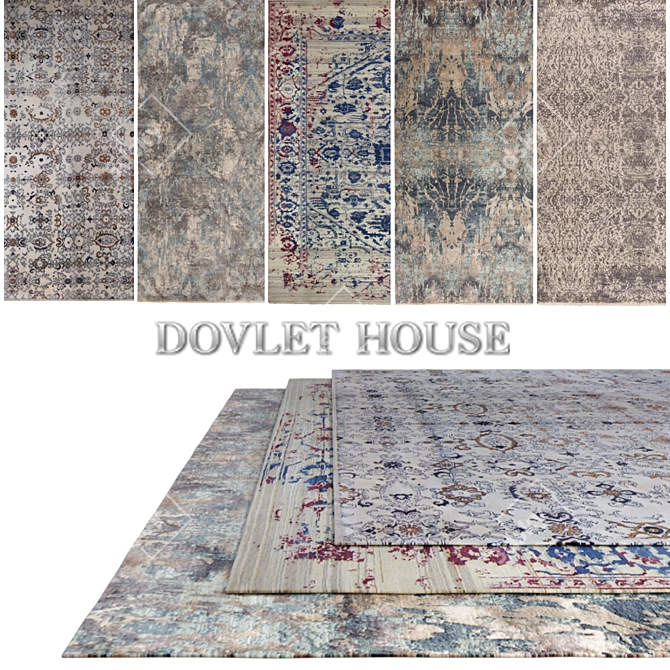 Title: DOVLET HOUSE Carpets - 5 Piece Assortment 3D model image 1