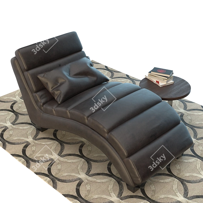 Elegant Chocolate Leather Sofa 3D model image 2