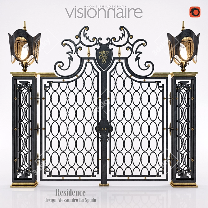 Elegant Baroque Residence Doors 3D model image 1