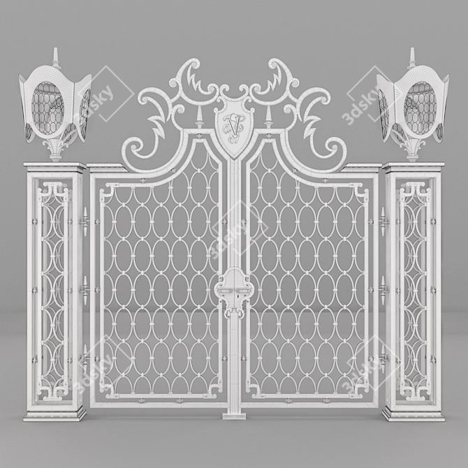 Elegant Baroque Residence Doors 3D model image 2