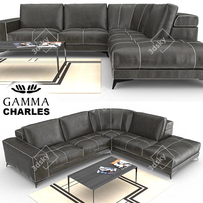 Gamma Charles Sofa: Stylish and Comfortable 3D model image 1