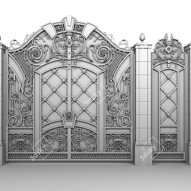 Elegant Enclave Gate with Side Door 3D model image 3