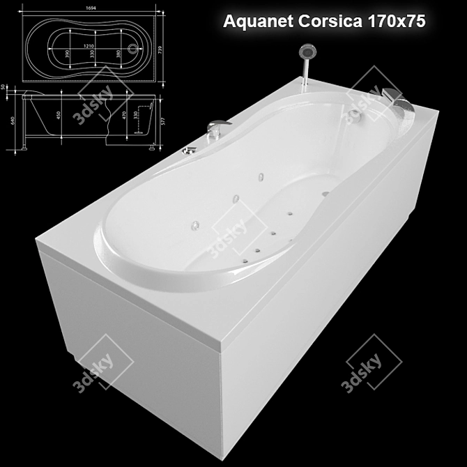 Aquanet Corsica Acrylic Bath 3D model image 1