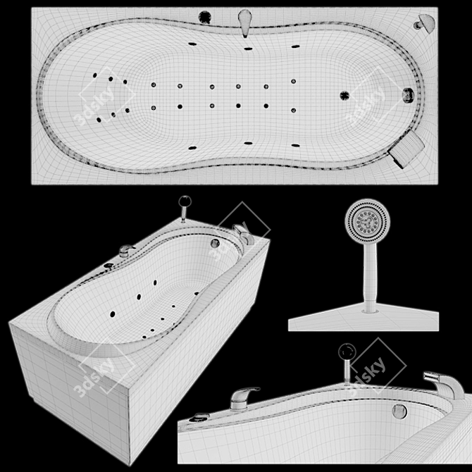 Aquanet Corsica Acrylic Bath 3D model image 3