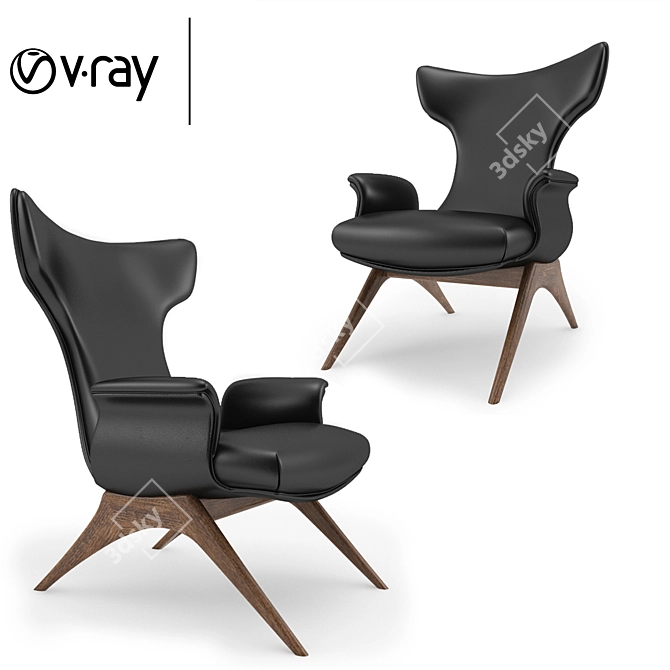 Elegant Walnut Ondine Chair 3D model image 1