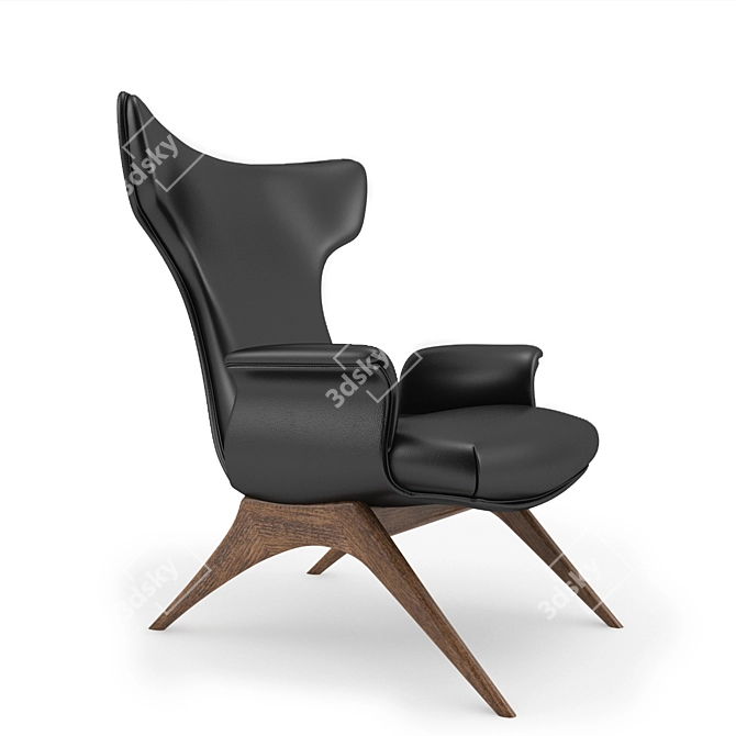 Elegant Walnut Ondine Chair 3D model image 2