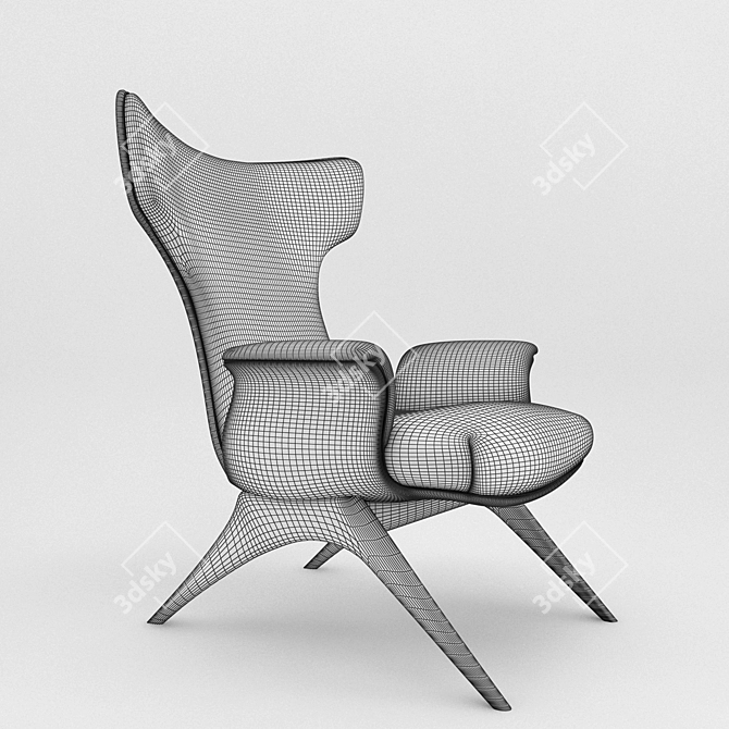 Elegant Walnut Ondine Chair 3D model image 3