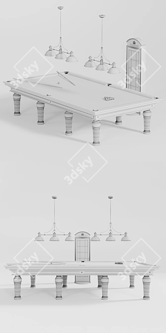  London Billiard Set: Elegant 12ft Table & Accessories 3D model image 3
