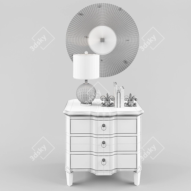 Rattan Mirror and Table Decor 3D model image 3