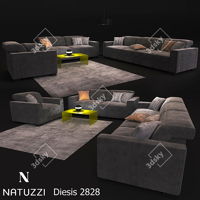 Elegant Natuzzi Diesis Sofa 3D model image 1