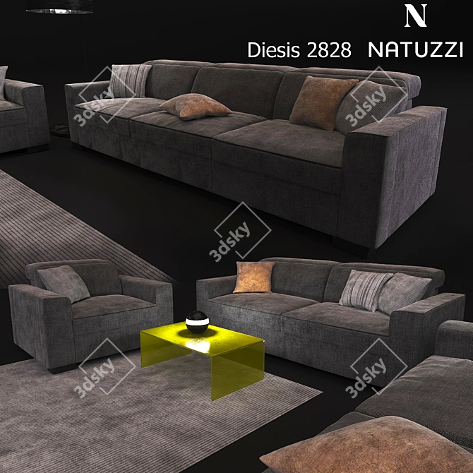 Elegant Natuzzi Diesis Sofa 3D model image 2