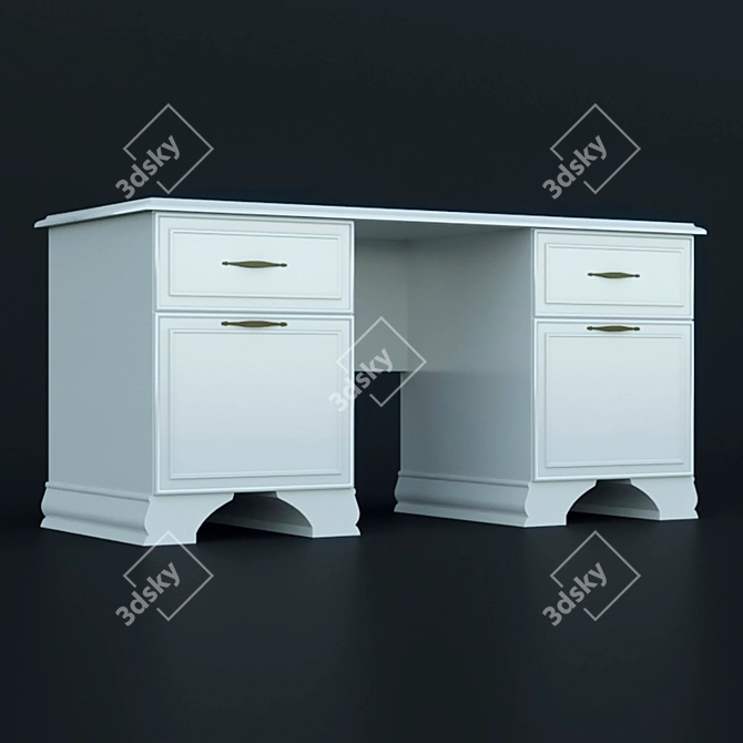 Elegant Cream Writing Desk 3D model image 1