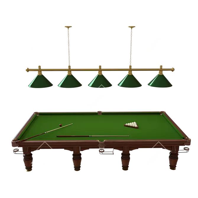 Regent Billiard Table: Prestige Golden Green Lighting 3D model image 1