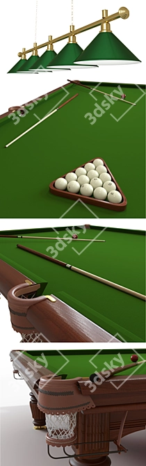 Regent Billiard Table: Prestige Golden Green Lighting 3D model image 2