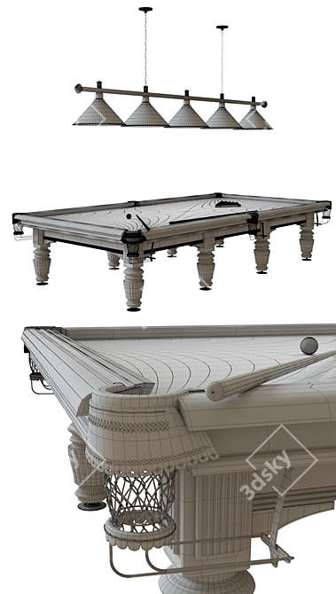 Regent Billiard Table: Prestige Golden Green Lighting 3D model image 3