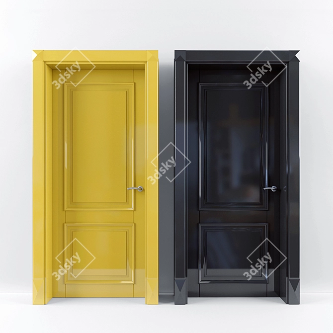 Sleek Yellow Black Door 3D model image 1