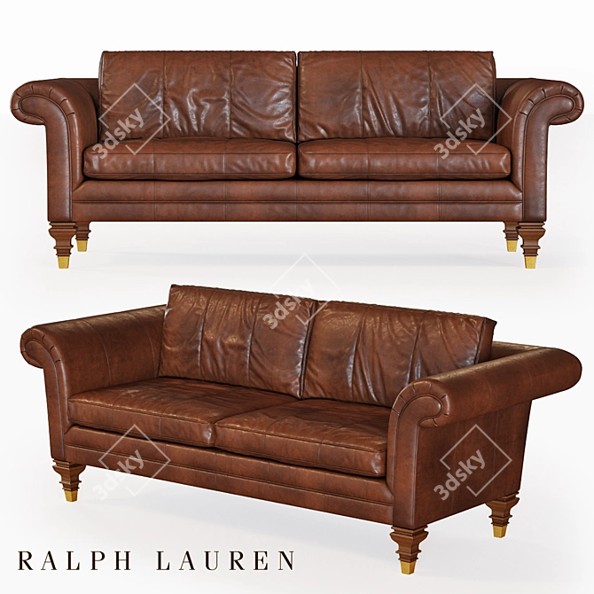 Vintage Ralph Lauren Leather Sofa 3D model image 1