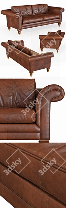 Vintage Ralph Lauren Leather Sofa 3D model image 2