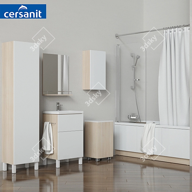 Smart Bath and Furniture Set with Easy Curtains & Soft Curtains 3D model image 1