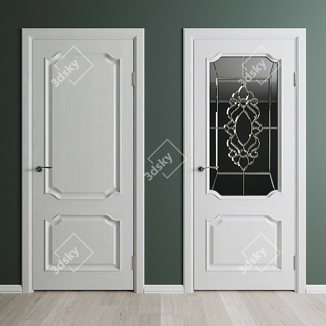 Elegant Vitrage Doors 3D model image 1