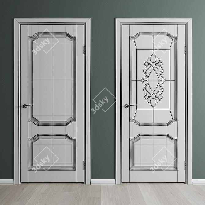 Elegant Vitrage Doors 3D model image 2